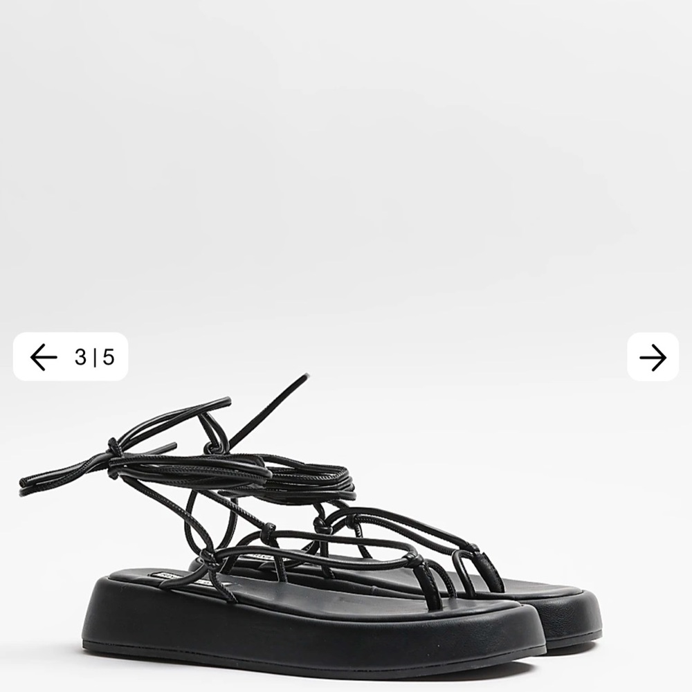 River island black strappy flatforms